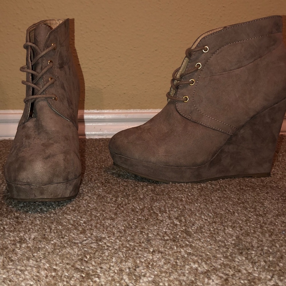 Suede heel booties